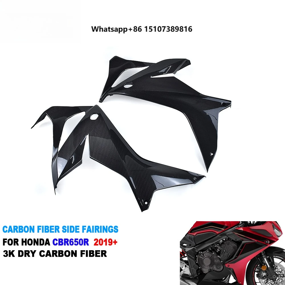 

100% 3K Full Dry Carbon Fiber Motorcycle Front Upper Side Panels Frame Covers Fairing for CB650R CBR650R 2019+