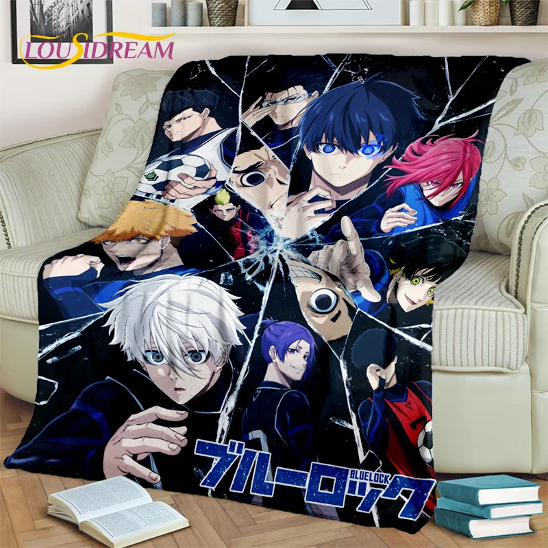 3D Blue Lock Cartoon Football Anime Blanket,Soft Throw Blanket for Home Bedroom Bed Sofa Picnic Travel Office Cover Blanket Kids