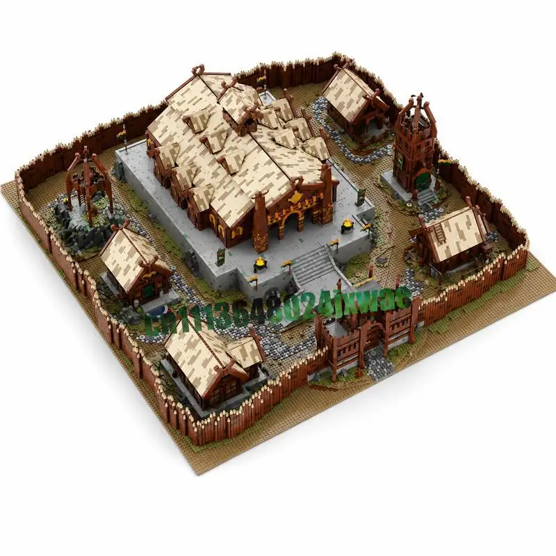 23240Parts Ultimate Edoras Rohan Town MOC Modular Medieval Architecture DIY Assembly Creative Building Blocks Display Toy Gift