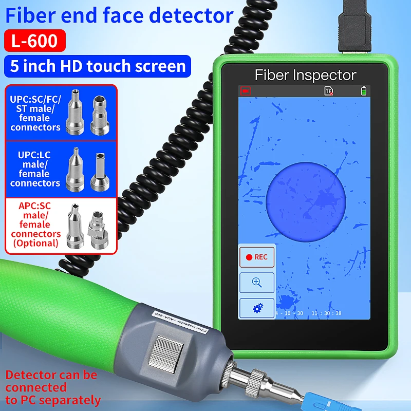 COMPTYCO L-600 Optical Fiber End Face Detector Inspection Fiber Video Probe Microscope SC FC ST LC Inspect Tool Touch Screen