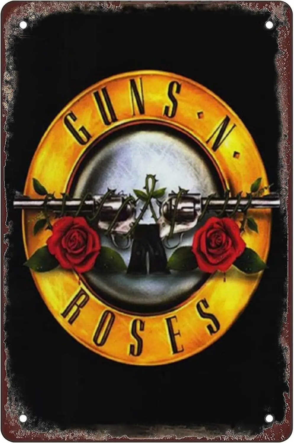 금속 사인 시트, 주석 사인, 총 N 장미 주석 사인, 벽 장식, 재미있는 홈 주방 바 장식, 빈티지 레트로 플라크 포스트