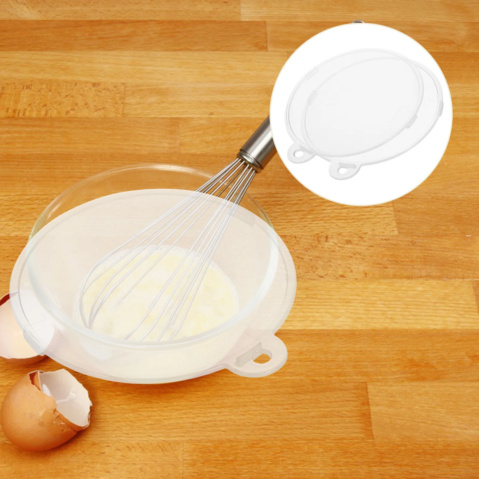 

2Pcs Mixing Bowl Guard Lid Splash-Proof Cover Anti Overflow Whisk Egg Mixer Baking Splatter Guard Kitchen Supplies
