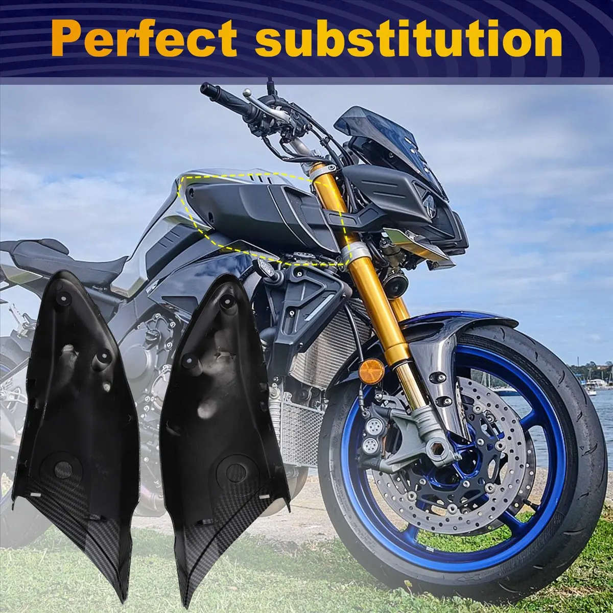 A23Z Motorcycle Air Induct Cover Side Panels Cover Fairing Cowl for MT10 2016-2021