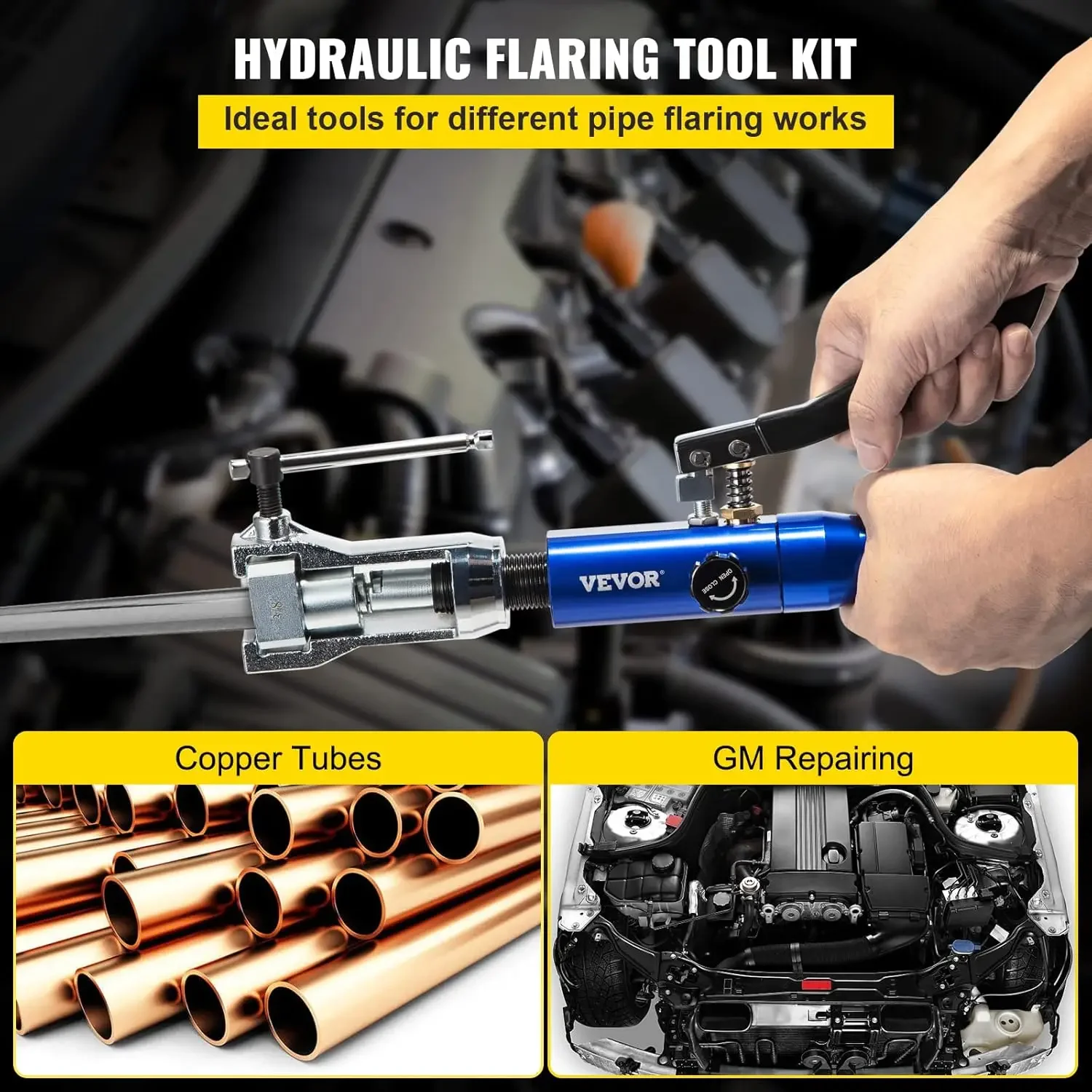 

XMSJ.Hydraulic Flaring Tool Kit, 45° Double Flaring Tool, Brake Repair Brake Flaring Tools for 3/16"-1/2", Brake Flare Tool with