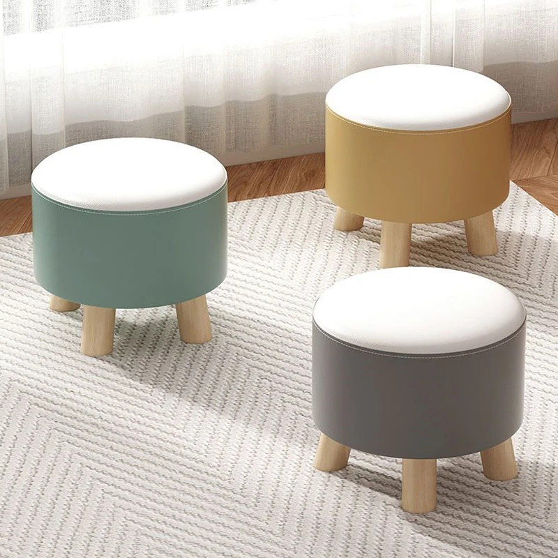 Creative Household Low Stools Nordic Living Room Stool Sofa Footstep Stool  Doorstep Shoe Changing Stools Solid Wood Ottomans