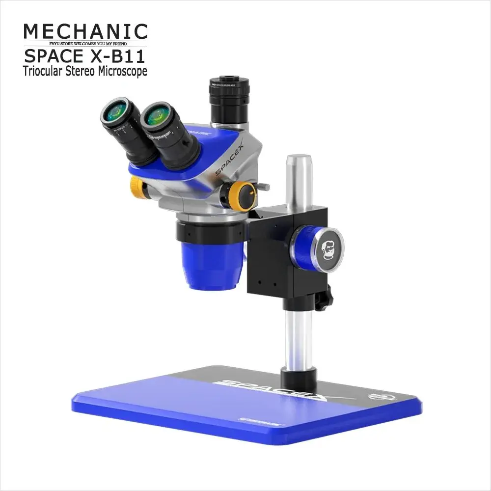 Mechanic SpaceX-B11 Trinocular Stereo Microscope 6.5X-52X Continuous Variable Magnification for Motherboard BGA Chip Repair Tool