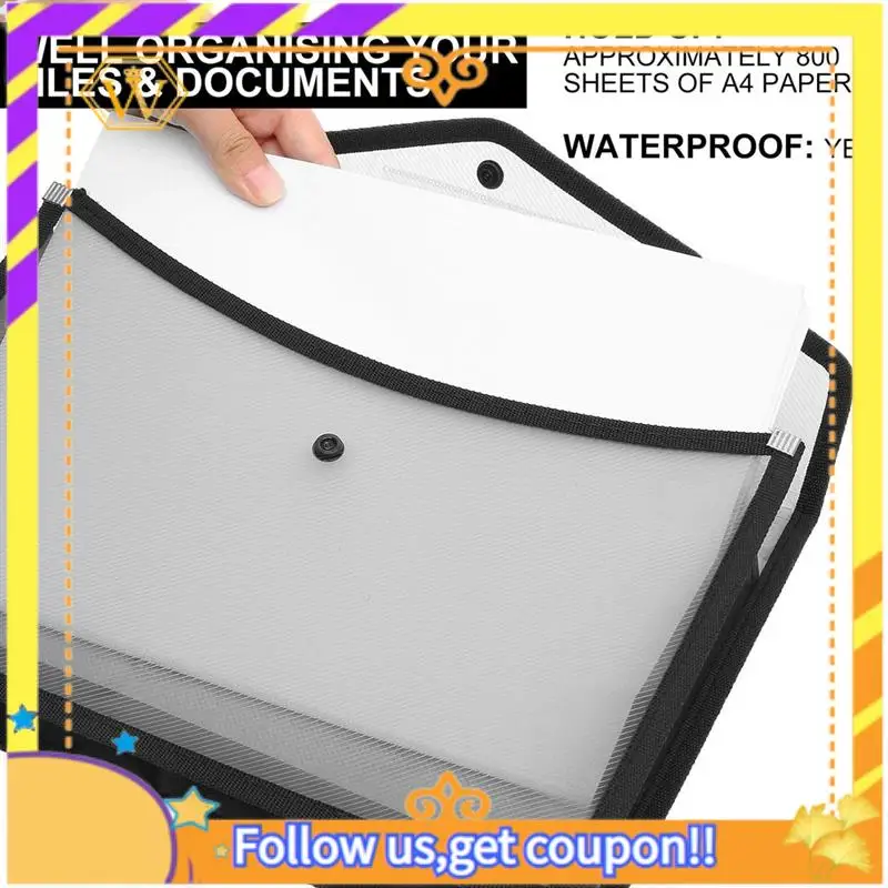 6Piece A4 Capacity Plastic Bag File Organizer Document Bag Stationery Storage Pouch