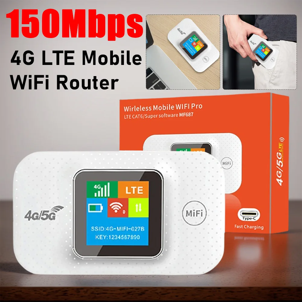 

M6 MF687 Wireless Router With SIM Card Slot Portable Pocket WiFi Routers 150Mbps 4G LTE Modem 3000mAh Outdoor Mobile Hotspot New