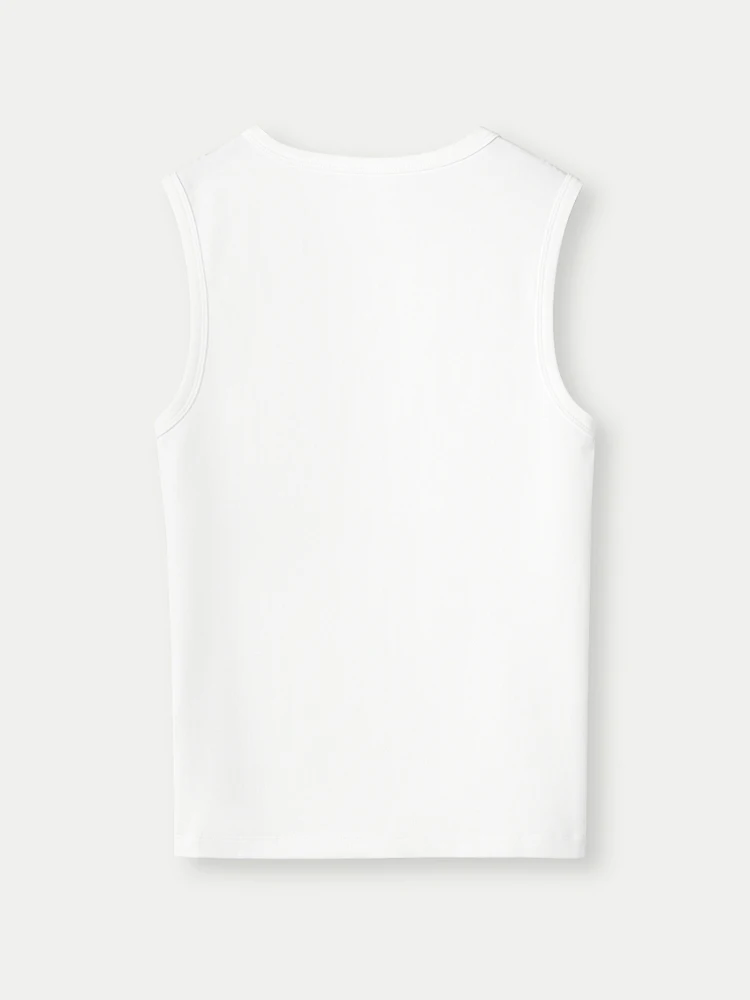 Chaleco blanco informal HLA redondo Ne Svel ropa interior ajustada Top de mujer mezcla de Lycra de algodón novedad de verano llegada