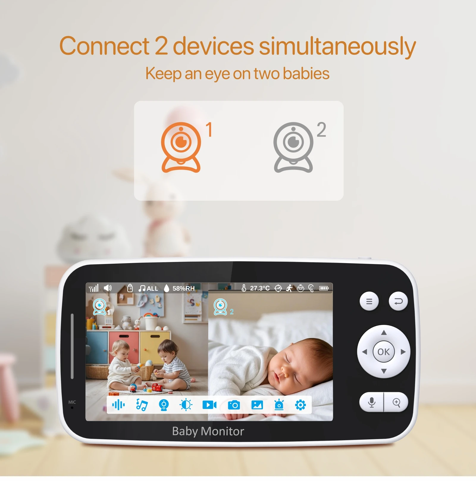 B512 Dedicated Camera 5 Inch Tuya Smart Video Baby Monitor Nanny Camera 2-Way Talk Night Vision Video Record Security Monitor