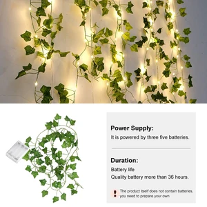 2 metros atmosfera hera videira led luzes da corda 20 lâmpadas folha verde luz da corda de fadas capina paty decoração natal casa parede planta 12 principais vendas luminaria parede corda - №8