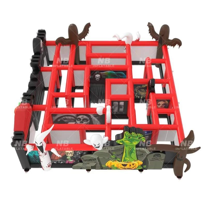 Inflatable Halloween Outdoor Funny Time Sports Games Commercial Inflatable Obstacle Course Maze