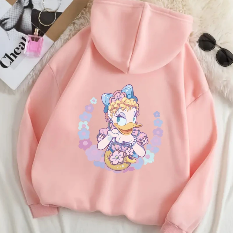 سترة بقلنسوة مطبوعة بنمط الرسوم المتحركة للسيدات من Disney - سترة كاجوال ناعمة ودافئة من القطن الخالص، بأكمام طويلة مريحة لجميع المواسم