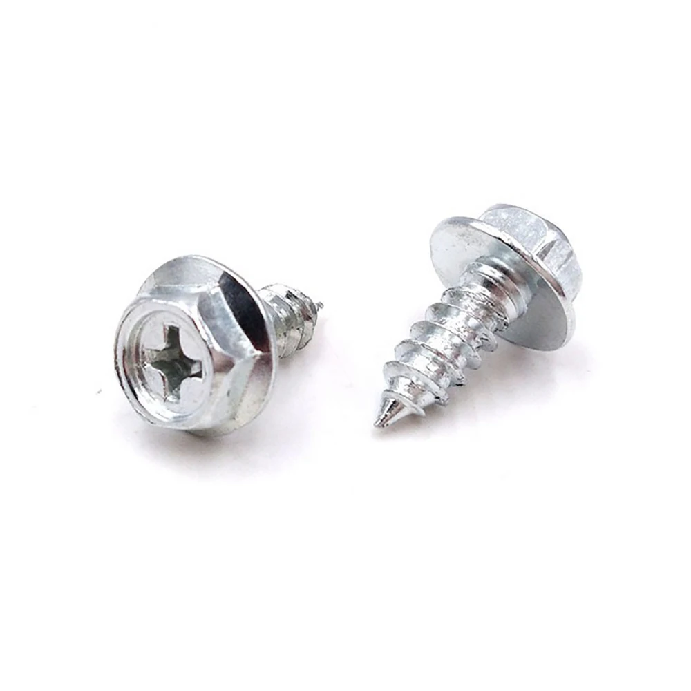 5 -10 pcs 304 Stainless Steel Self-Tapping Phillips Hex Screw Cross Hexagonal Flange Cross Head Screws Wood Nail M3 M4 M5 M6