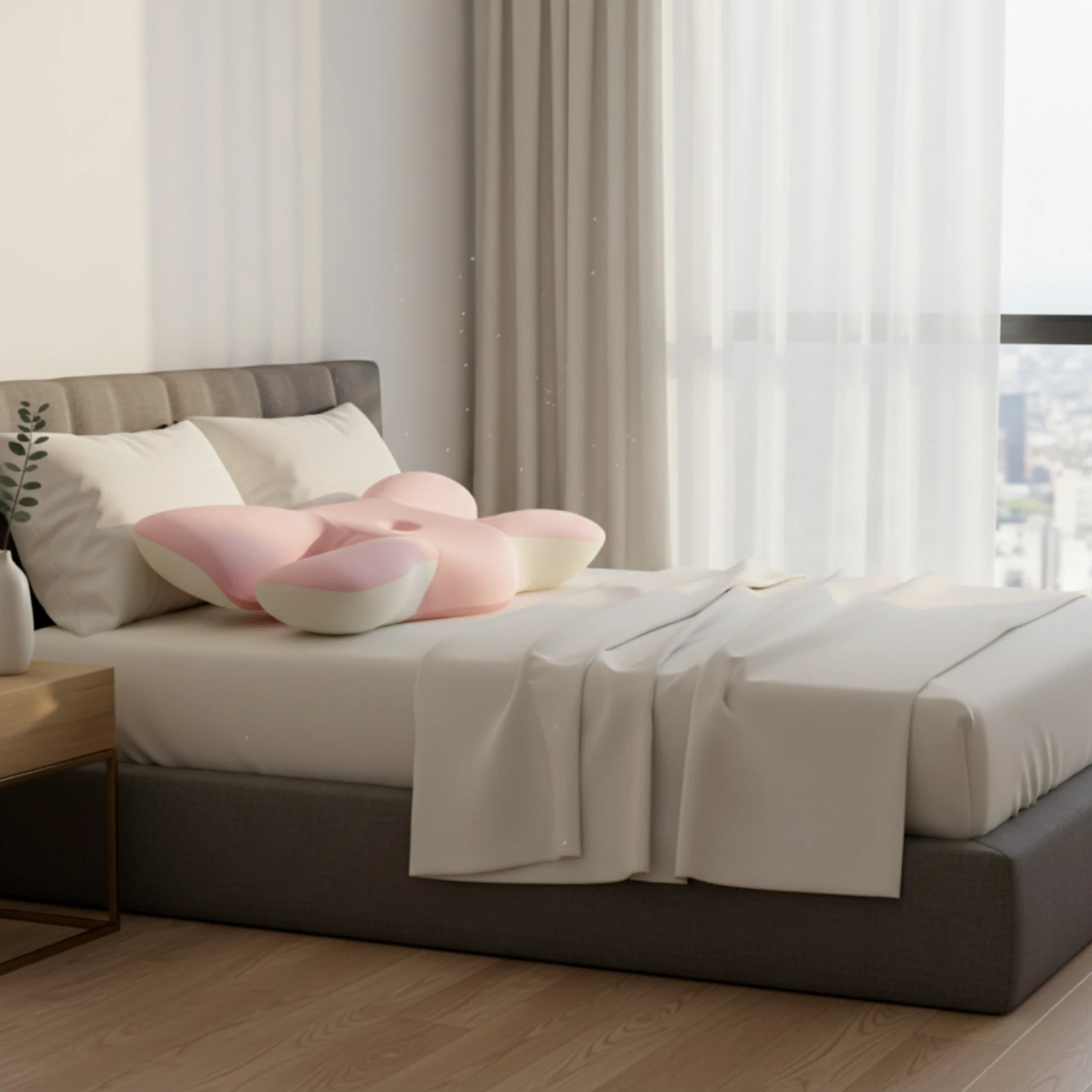 Beauty Pillow Ergonomic Contour Memory Foam Pillow Side-Sleeping Pressure-Relieving for Back Sleepers, Bed, Bedroom