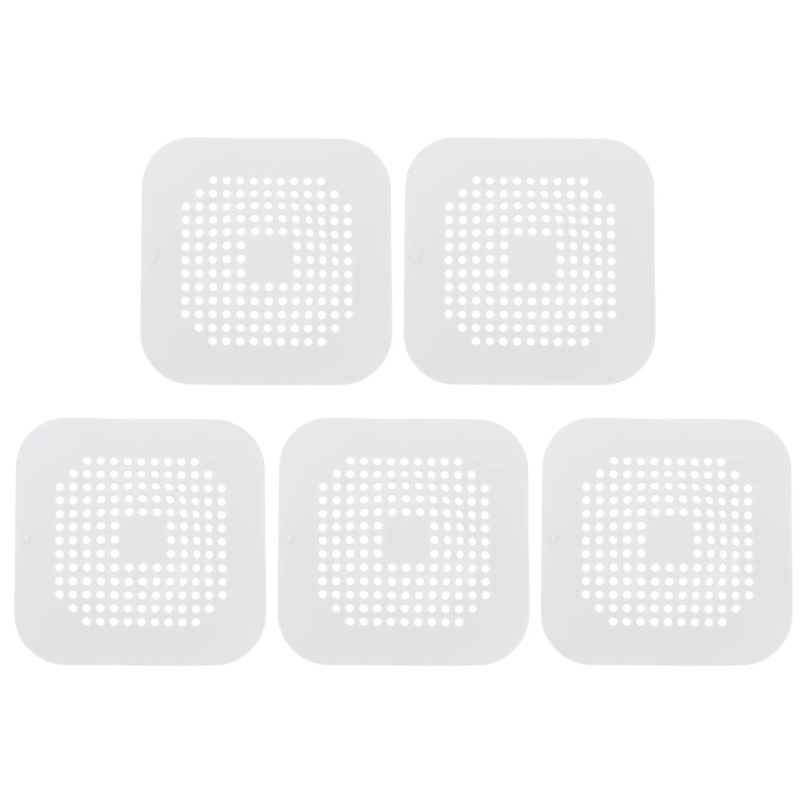 5Pcs Bright Color Sink Drain Filter Square Design Suction Cup Easy Install Hair Food Catcher for Kitchen Sink Bathroom Basin Tub
