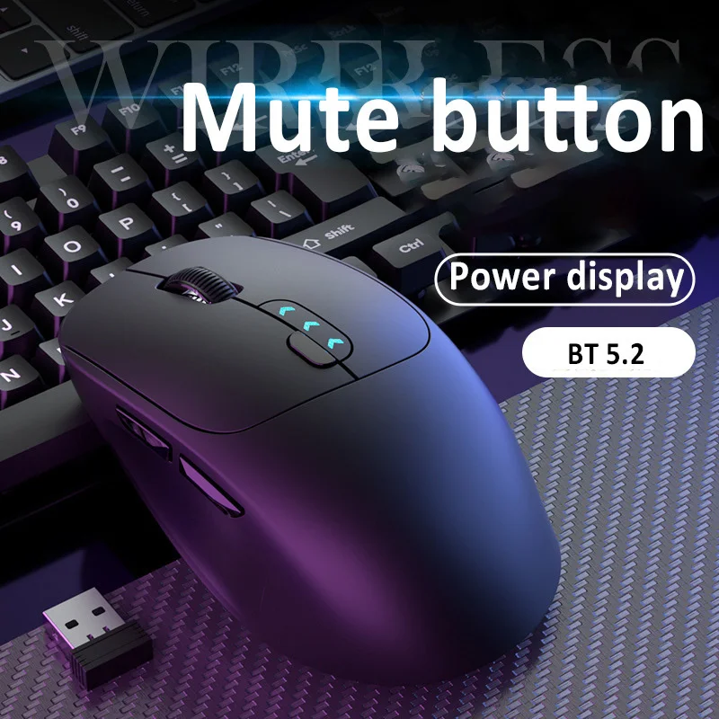 Wireless Bluetooth Dual Mode Mouse Rechargeable Optical Silent Mouse 6 Buttons 3 Levels DPI Gamer Computer Mice For PC Laptops