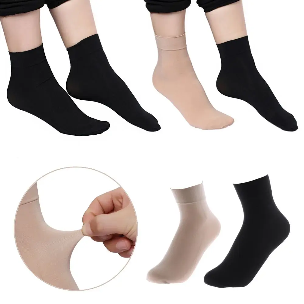 Fashion 1/5 Pairs Wide Mouth Socks Warm Solid Color Nylon Ankle Socks Comfortable Business Sock Ladies Girls