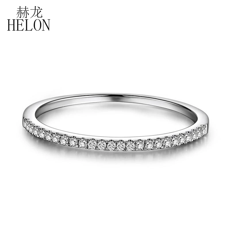 

HELON 925 Sterling Silver Ring White Gold Color Genuine AAA Graded Cubic Zirconia Engagement Ring Band Women Jewelry Gift