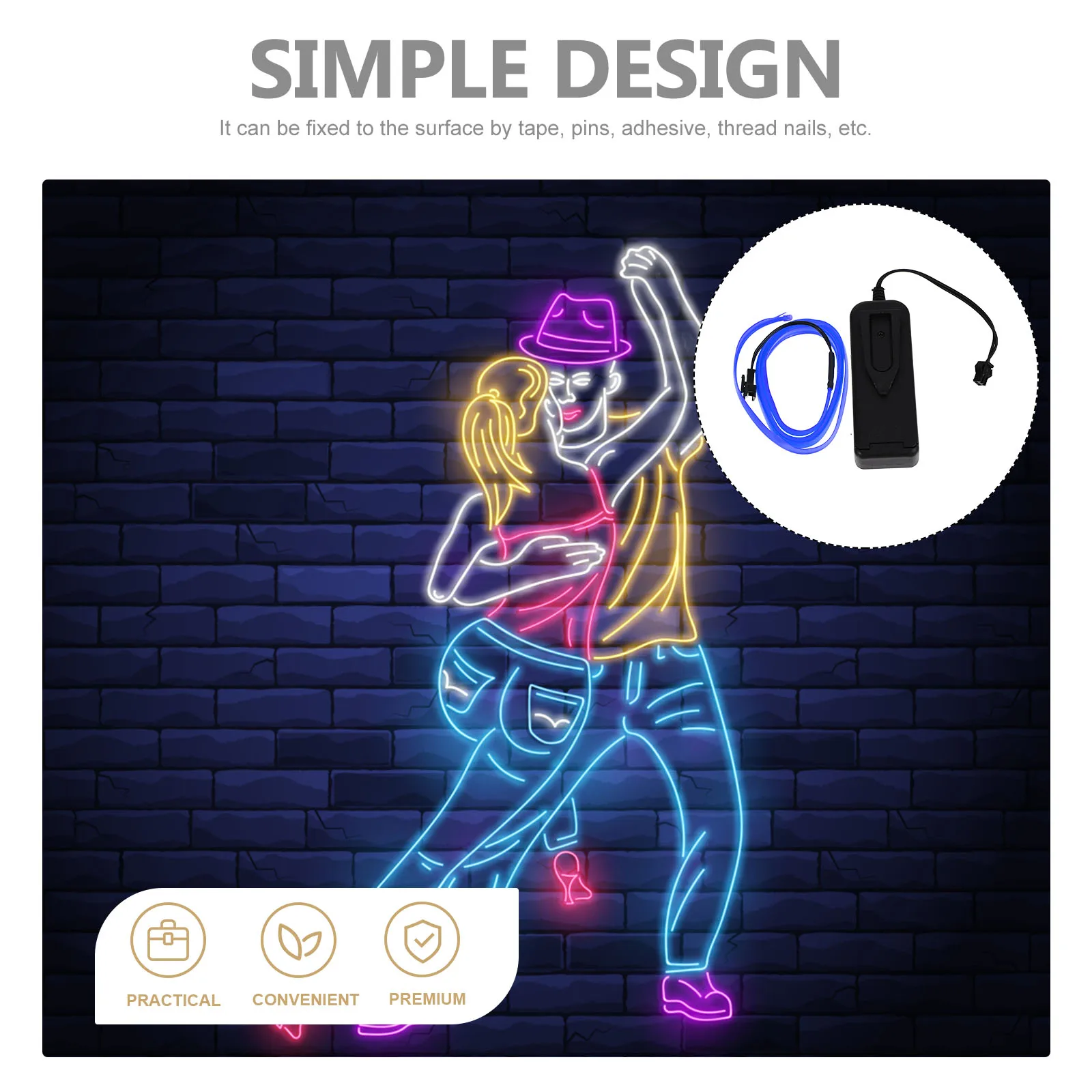 

LED Neon Lights Interior El Wire Rope Car Strip Decorative Glow The Dark Design Christmas