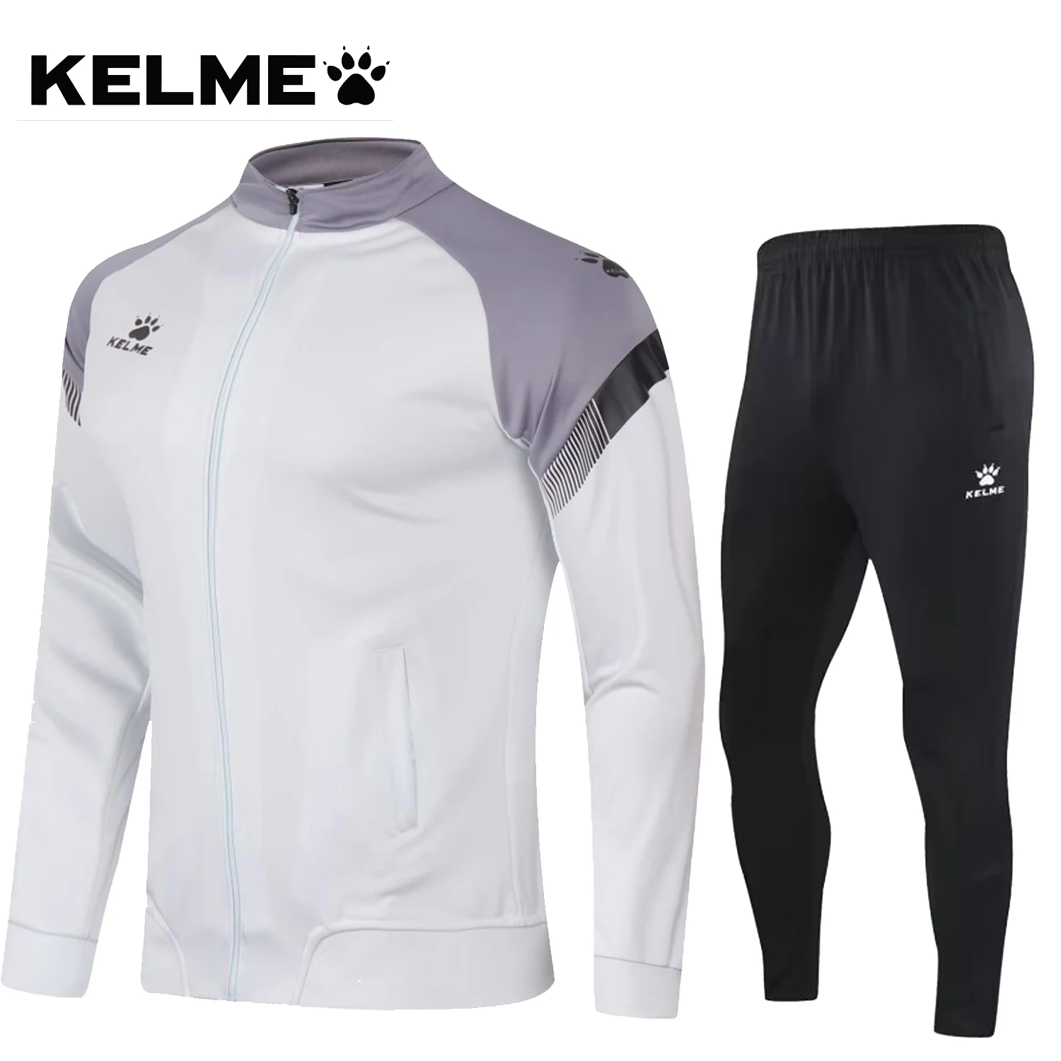 KELME Football Uniform Training Suit Sports Jacket Zip Long Sleeve Coat Trousers Fitness Clothes Jogging Sportswear Exercise Set