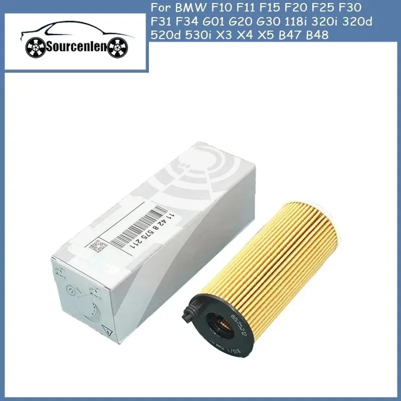 Car Oil Filter 11428575211 for BMW F10 F11 F15 F20 F25 F30 F31 F34 G01 G20 G30 118i 320i 320d 520d 530i X3 X4 X5 B47 B48 Engine