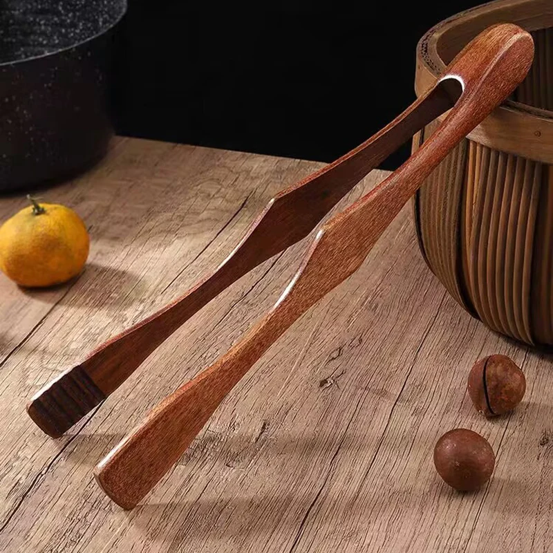 Wooden Tongs Kitchen Food Tweezers Scissor Tongs Barbecue Cooking Tongs Bread Toast Meat Salad Clamp Wood Kitchen Accessories