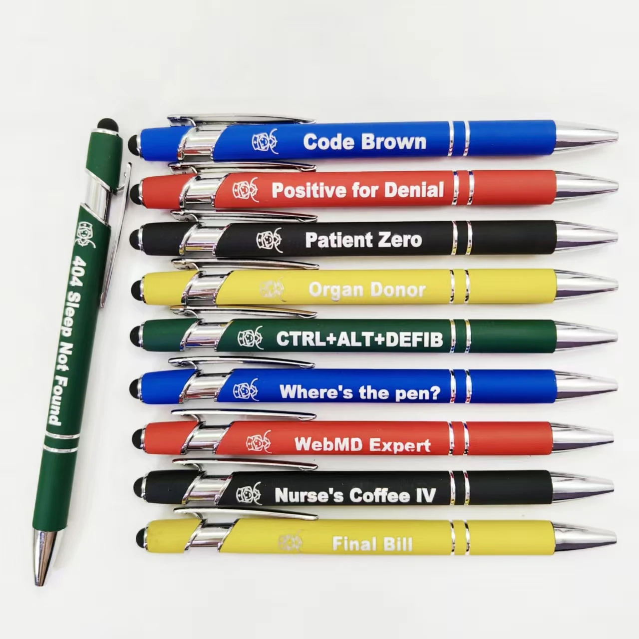 

10 шт., медицинские металлические подарочные шариковые ручки с гравировкой, медицинские металлические ручки с юмористическими фразами, офисные подарочные ручки ко Дню медсестры