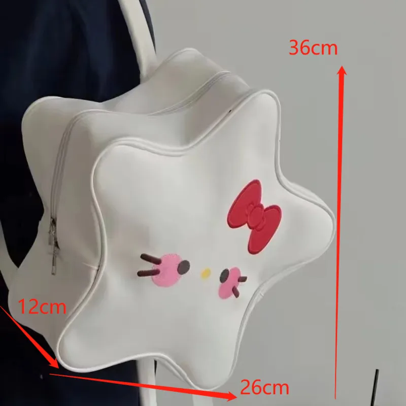 New Cute Hello Kitty Backpack Women Japanese Star Girl Y2k Aesthetic PU Zip School Bag Teenager Sanrio Pochacco Backpack Gift