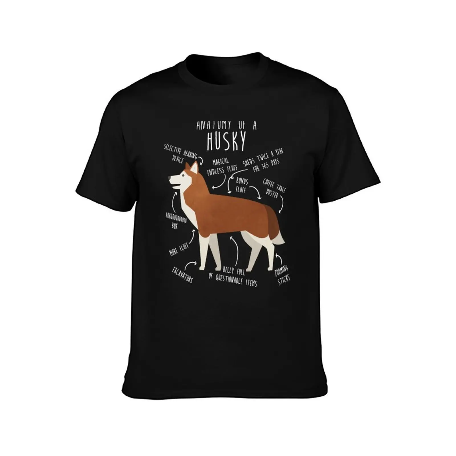 Red Siberian Husky Dog Anatomy T-Shirt anime tshirt graphics vintage t shirts oversized t shirts for men