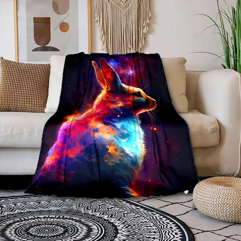 Multiple sizes Cosmic Cat Profile  Print Blanket Warm Soft Suitable for All Seasons for Home Sofa Travel Camping Picnics RV