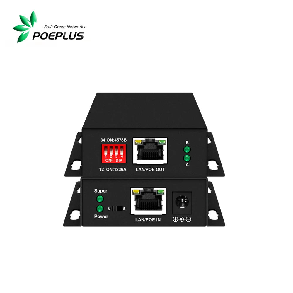 Single Port POE Extender 30W 10/100Mbe 12+36- 45+78- POE Output 802.3at/af Protocol Support up to 150m Transmission Distance