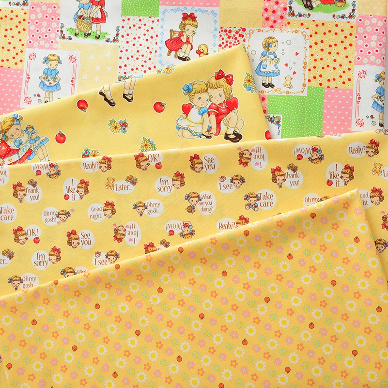 Margaret Cotton Fabric Handmade DIY Clothing Tablecloth Book Clothes Flowers Strawberry Cartoon by Half Meter