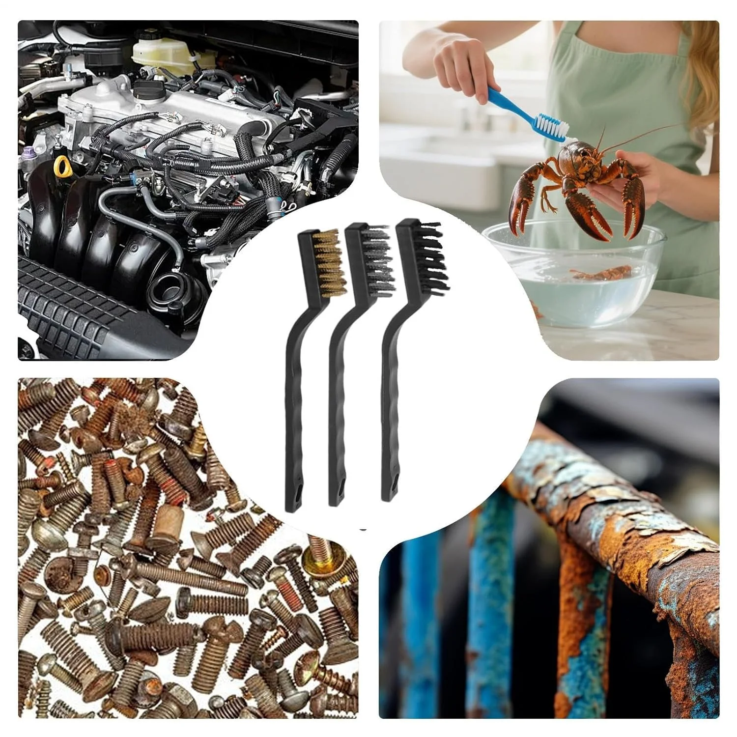 15 قطعة 17 سنتيمتر فرشاة اليد الصلب النحاس النايلون سلك فرشاة مجموعة للمعادن الصدأ فرك إزالة التنظيف أداة يدوية الصيانة