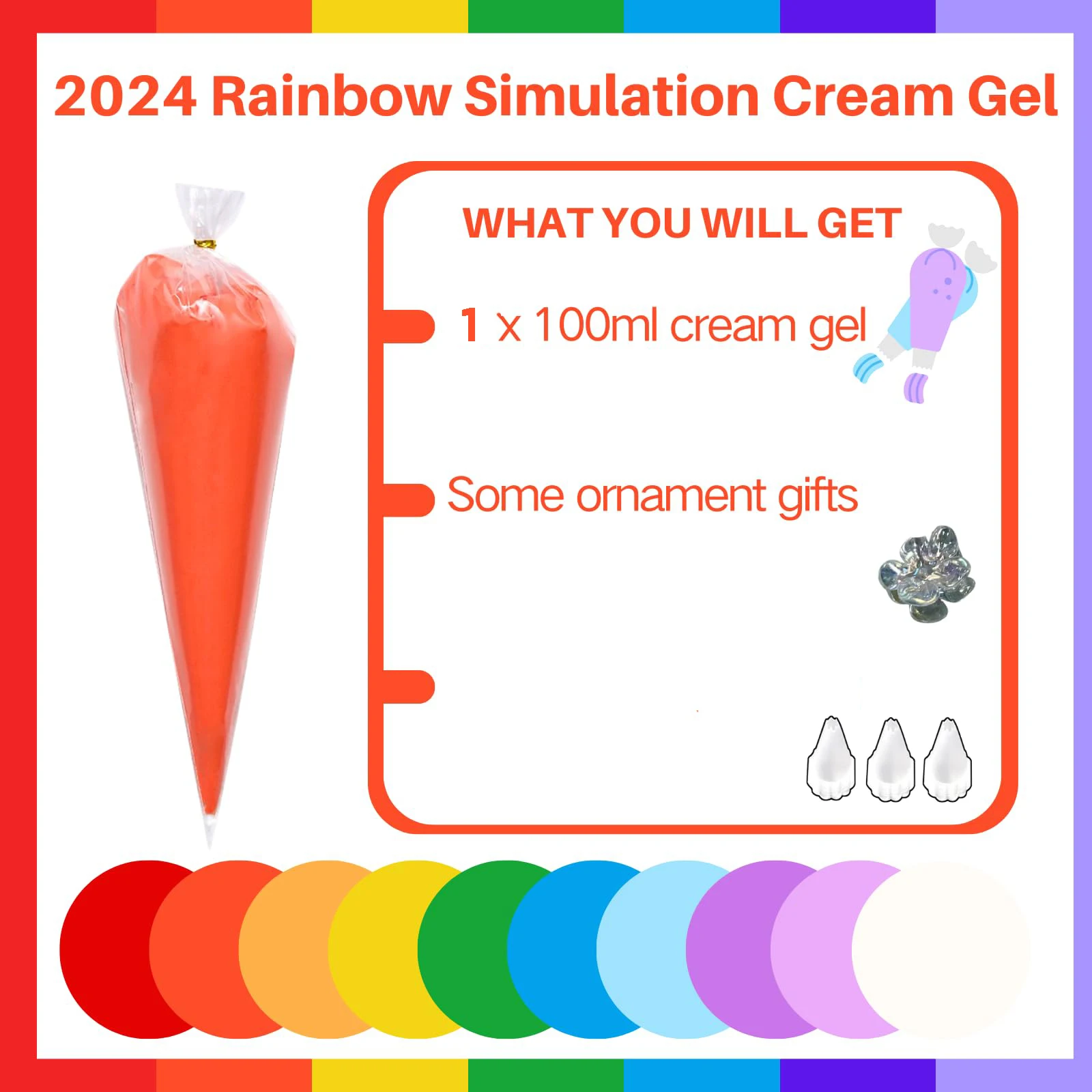100g simulation buttercream adhesive with nozzle for cell phone cases, DIY cupcakes, sundaes and birthday gifts.