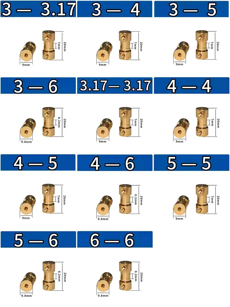 Coupler Brass Transmission Joint Connector Sleeve Adapter Motor Motor Shaft Extension Connector 2mm 2.3mm 3mm 3.17mm 4mm 5mm 6mm