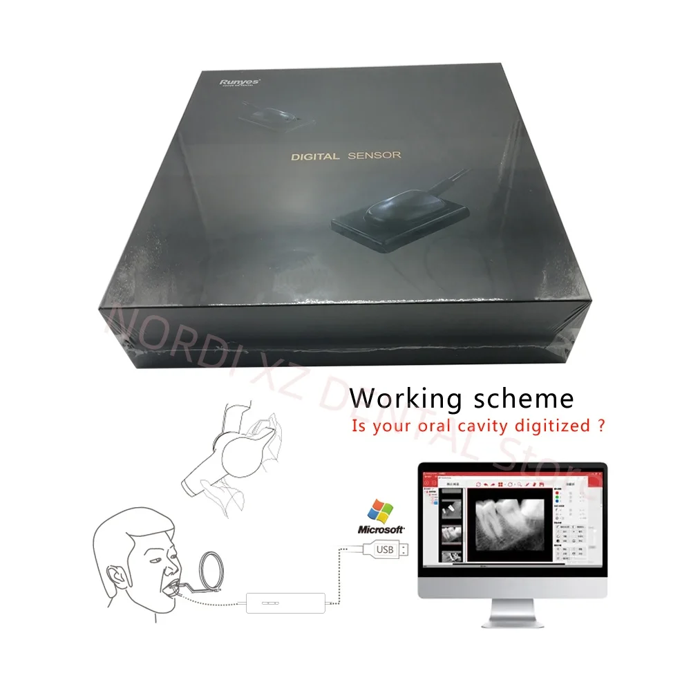 Runyes DR730 Dental Digital RVG Sensor Intra-Oral X Ray Sensor Imaging System CMOS APS Dentistry Device for Dental Lab & Clinic