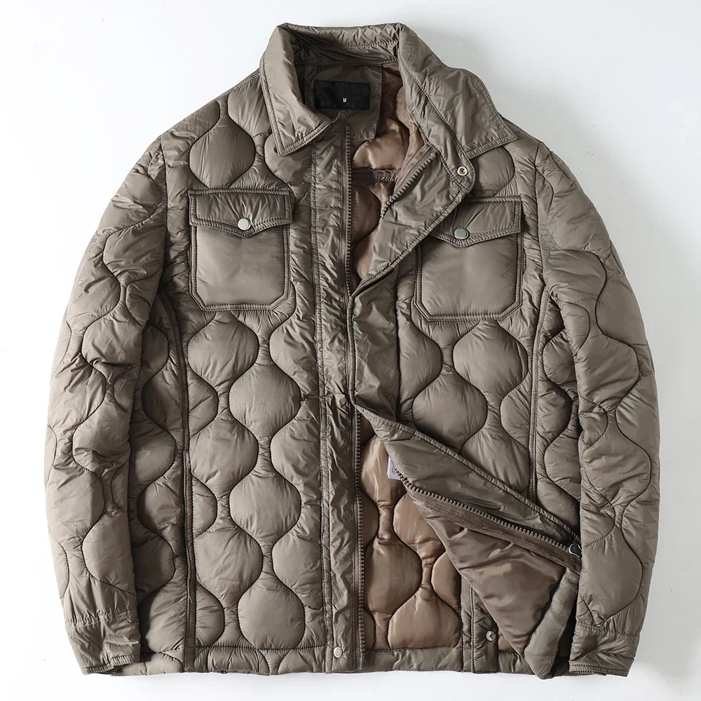 

Мужское осенне-зимнее легкое водонепроницаемое теплое пуховое хлопковое пальто, повседневная стеганая хлопковая куртка в стиле рубашки