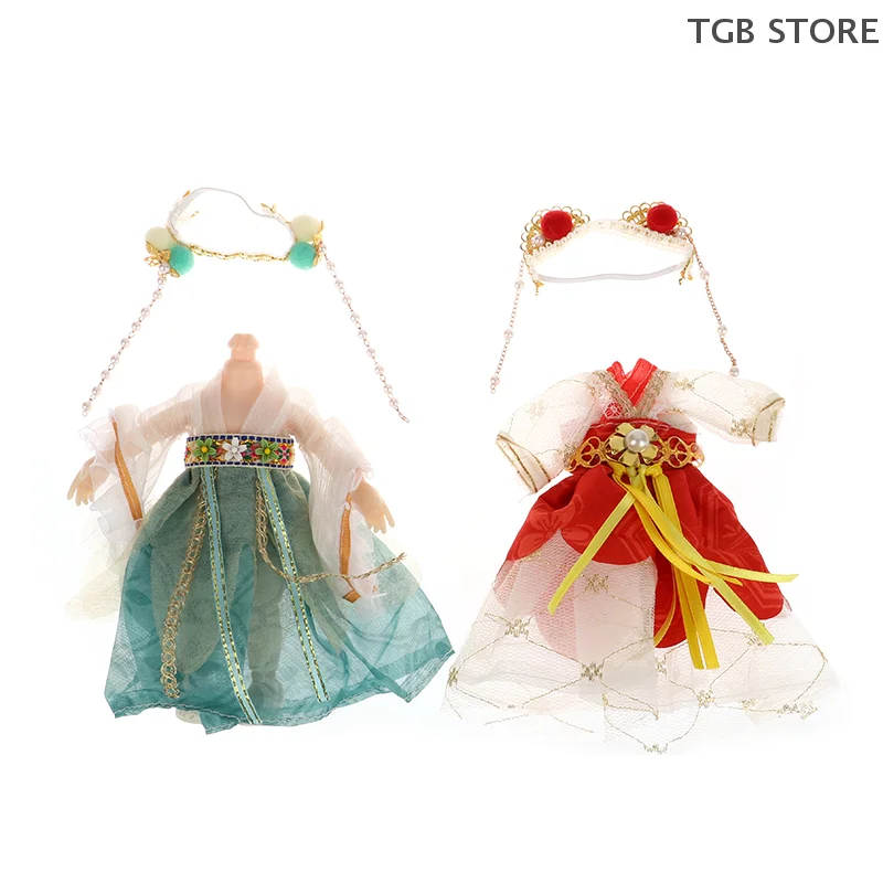 16CM Chinesischen Stil Puppe Hanfu Kleidung Kleid Puppe Alte Kostüm Kleid Puppen Kleidung Zubehör Kleid Up Spielzeug Für Mädchen