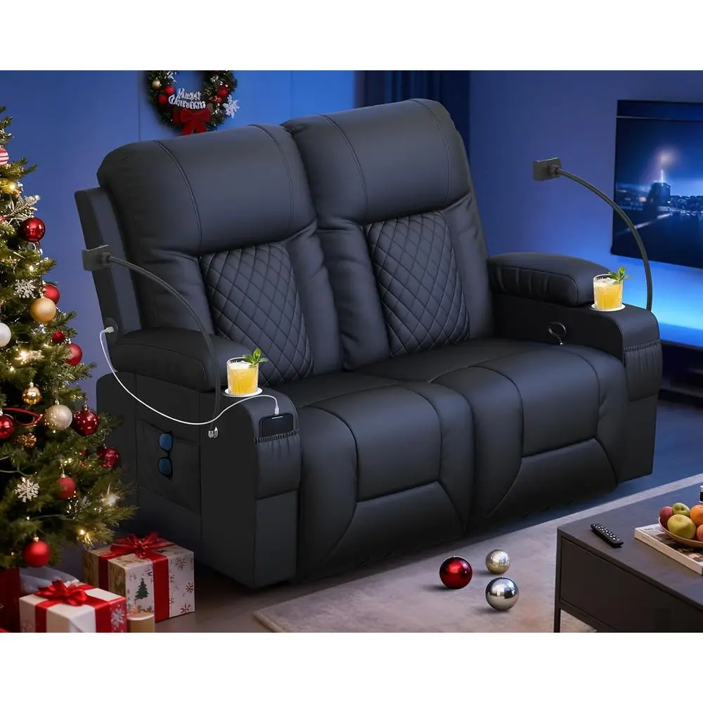

Home Theater Reclining Loveseat with Storage, USB & Cup Holders
