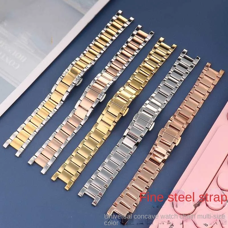 Lady Notch Stainless steel WatchBand for Cartier PASHA Folli Follie Michael Kors Watch Strap women wristband Bracelet 16 18 20m