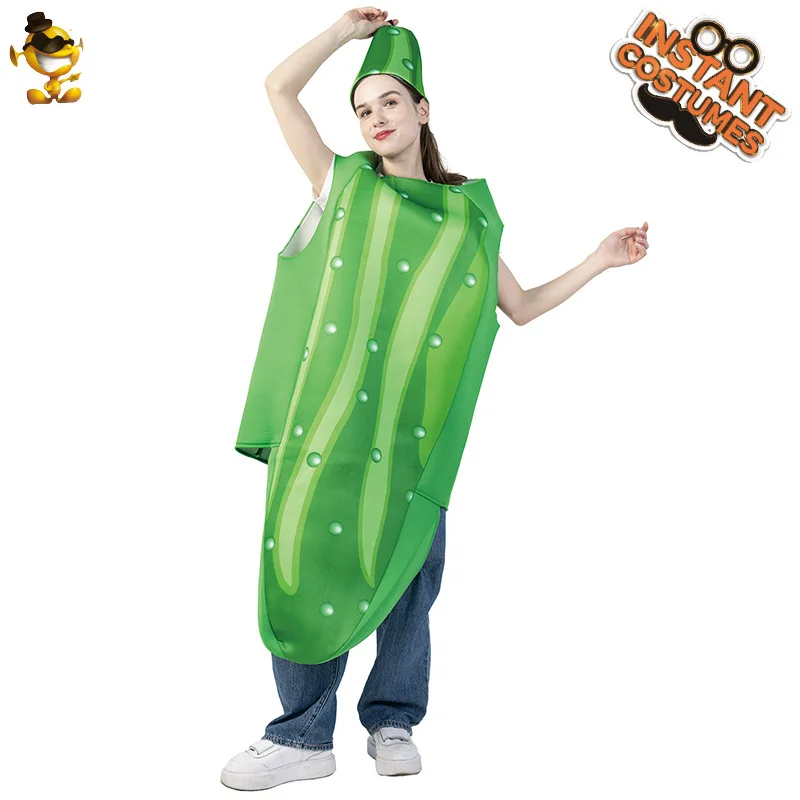 Zabawny kostium ogóra dla dorosłych, unisex, na imprezę, karnawał, przebranie owocowe