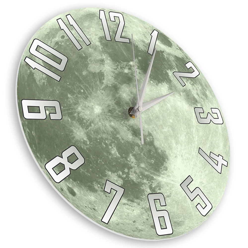 Moon Wall Clock For Living Room Bedroom Space Lunar Home Decor Watch Silent Non Ticking Celestial Clock for Astronomy Lovers