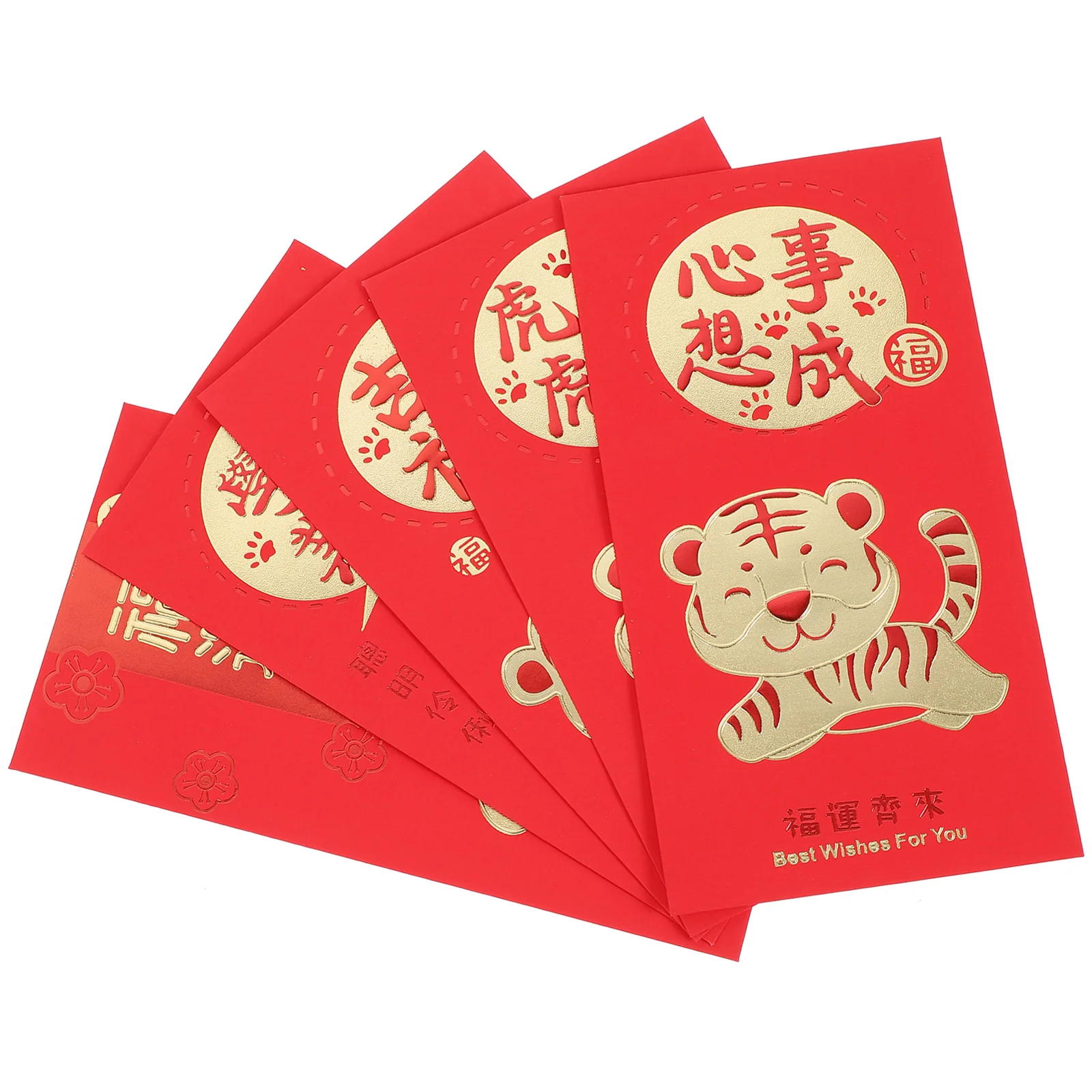 

30pcs Tiger Year Envelopes Portable Creative New Year Red Packets Money Storage Bags Small Light Gift Red Pockets