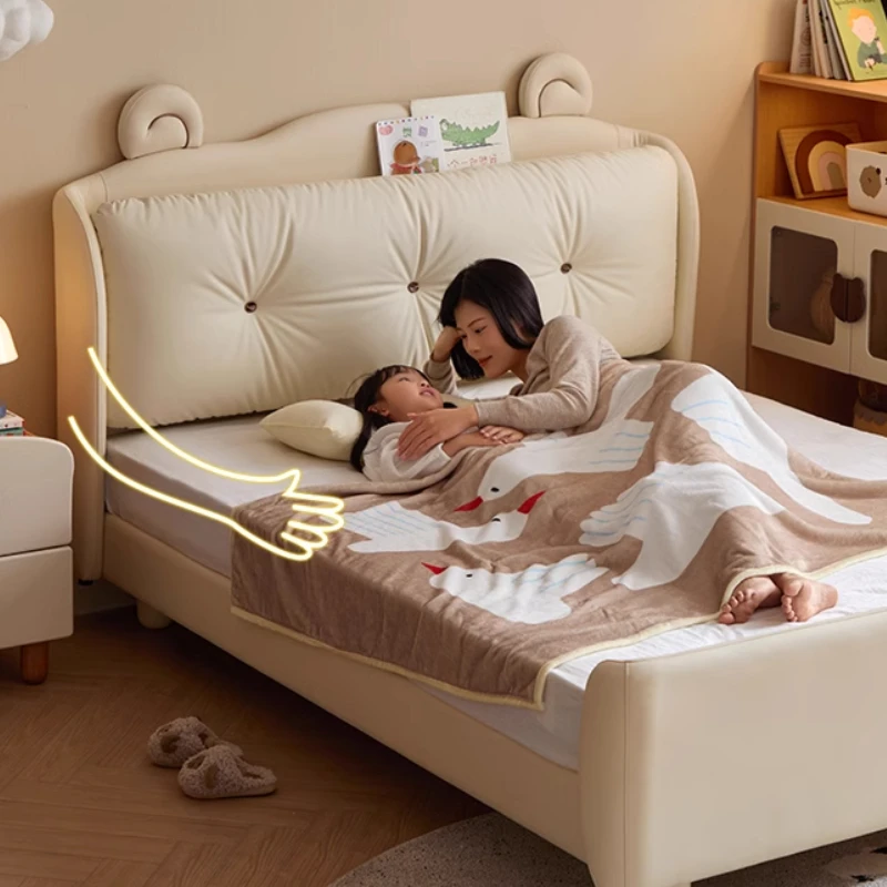 

Princess Soft Girls Children Bed With Lights Modern White Loft Frame Baby Bedroom Furniture