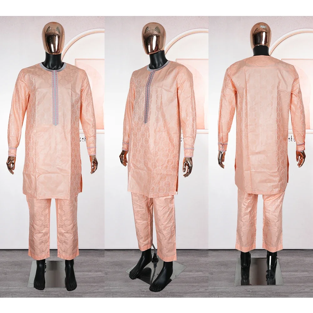 ملابس أفريقية جديدة للرجال Dashiki تقليد الزي رداء التطريز بلايز السراويل الدعاوى بازان مسلم ملابس حفلات الزفاف