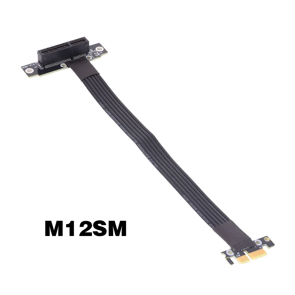 PCle 4.0 X1 To X4 Extension Standard Closed Port Female 90 Degree Up Bend Right Angle Model for PCIe X4 NVMe SSD, LAN, USB Cards