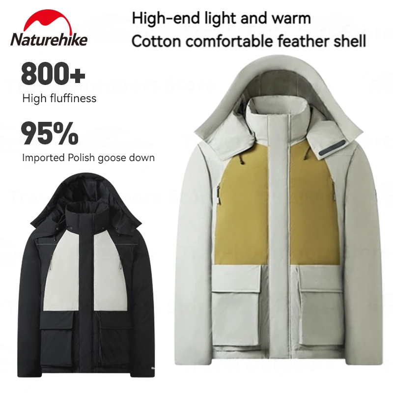 Naturehike Winter Warmth Thickened Goose Down Jacket For Men Women 800FP Outdoor Camping Climbing Feather Shell Coat Waterproof