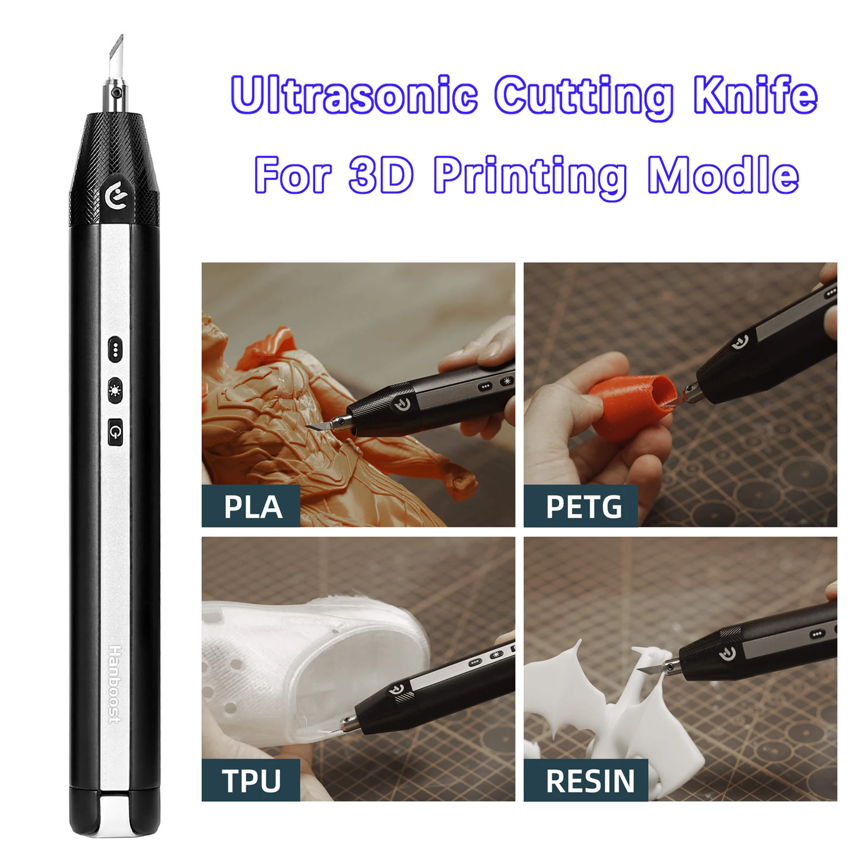 Coltello da taglio ad ultrasuoni Hanboost C1 per modello di stampa 3D Sbavatura Taglierina ad ultrasuoni portatile per resina PLA ABS PETG TPU