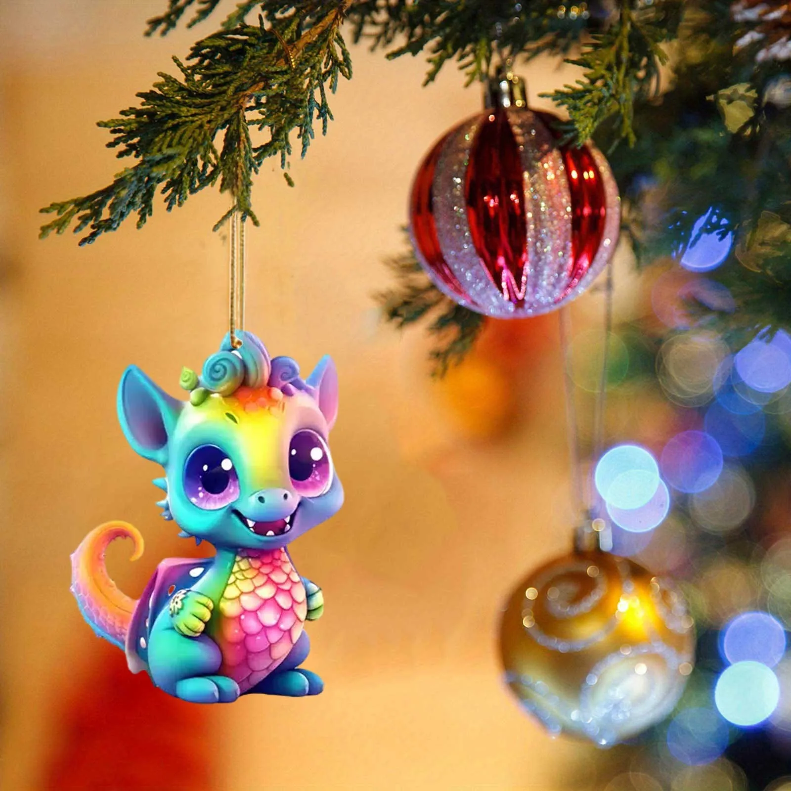 Cute Flying Dragon Baby Christmas Ornament Unique Shape Tree Hanging Ornament For 2024 Party Christmas Home Decor Gifts Toys